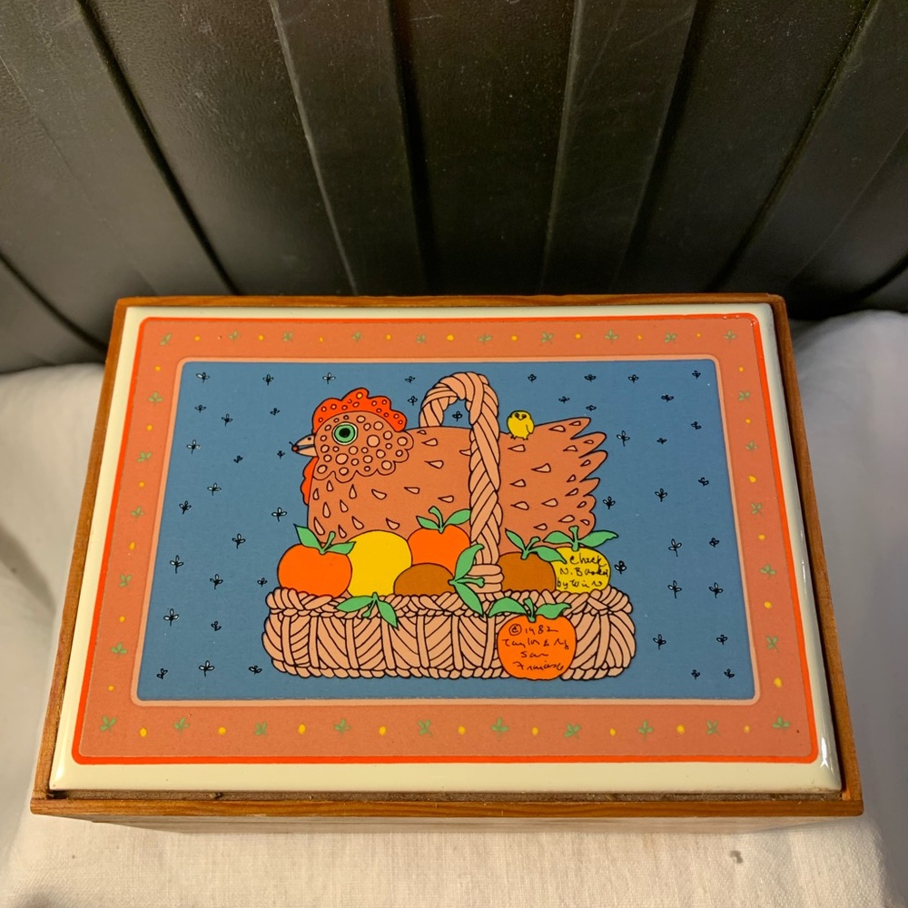 Chicken Taylor & NG Recipe Box Colorful Basket Art Print